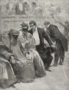 At the dance - carnival scene at the Baile del Real, Madrid, Spain 1898. Creator: Enrique Laporta Valor