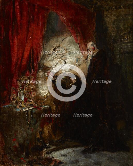 At the Deathbed, 1876. Creator: Maurycy Gottlieb.