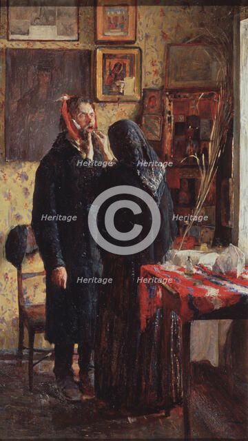 At the dentist. Artist: Meshkov, Vasili Nikitich (1868-1946)