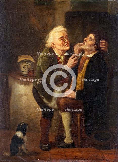 At the dentist. Artist: Braekeleer, Ferdinand de, the Elder (1792-1883)