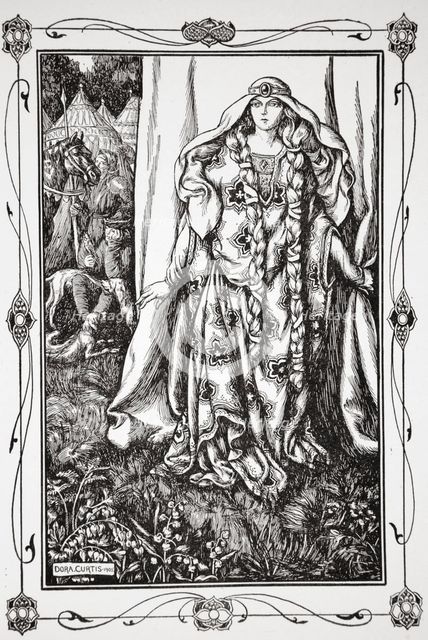 'At the door of one.. stood a lady', 1905.  Creator: Dora Curtis.