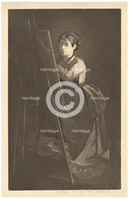 At the Easel – Portrait of the Artist Jeanne Gonzalès, before 1890. Creator: Henri-Charles Guerard.