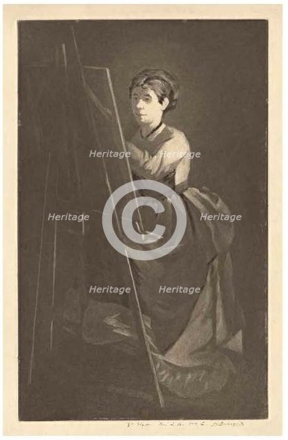 At the Easel – Portrait of the Artist Jeanne Gonzalès, before 1890. Creator: Henri-Charles Guerard.