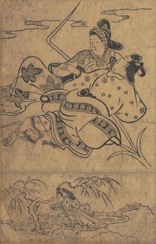 At the Edge of the River Akutagawa from the Tales of Ise (Ise monogatari). Creator: Sugimura Jihei