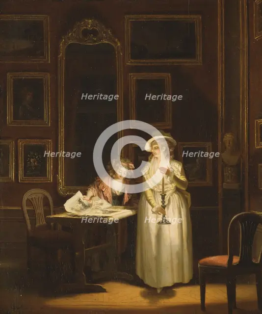At the Embroidery-Frame, c18th century. Creator: Per Hillestrom.