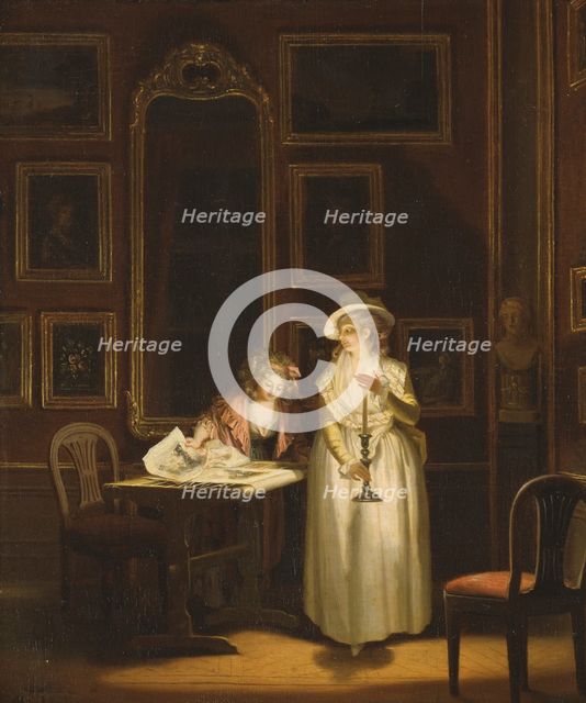 At the Embroidery-Frame, c18th century. Creator: Per Hillestrom.