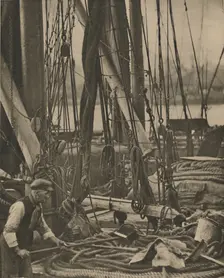 At the Foot of the Mast on a Thames Barge c1935. Creator: Walter Benington
