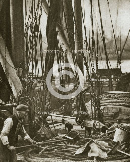 At the foot of the mast on a Thames Barge, London, 20th century. Creator: Unknown.
