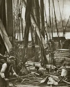 At the foot of the mast on a Thames Barge, London, 20th century. Creator: Unknown