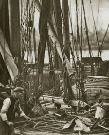 At the foot of the mast on a Thames Barge, London, 20th century. Creator: Unknown