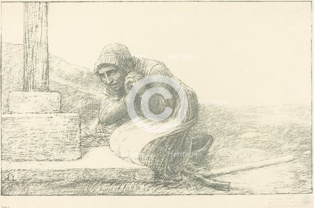 At the Foot of the Cross (Au pied de la croix). Creator: Alphonse Legros.