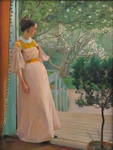 At the French Windows. The Artist's Wife, 1897. Creator: Laurits Andersen Ring