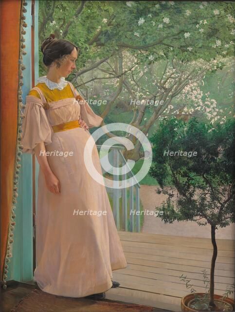 At the French Windows. The Artist's Wife, 1897. Creator: Laurits Andersen Ring.