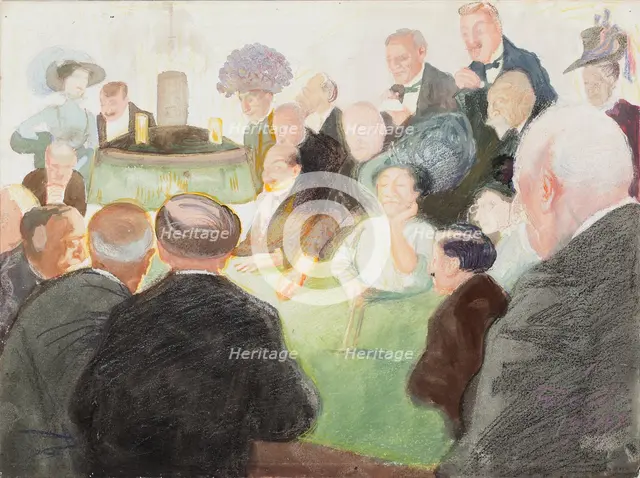 At the Gaming Table; Gentlemen and Women around the Gaming Table, 1909. Creator: Antti Faven.