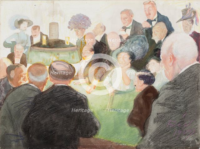 At the Gaming Table; Gentlemen and Women around the Gaming Table, 1909. Creator: Antti Faven.
