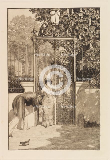 At the Gate (from the series A Love), Opus X, 1887. Creator: Klinger, Max (1857-1920).