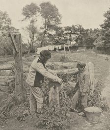 At the Grindstone--A Suffolk Farmyard, 1888. Creator: Peter Henry Emerson (British, 1856-1936); Sampson Low, Marston, Searle and Rivington