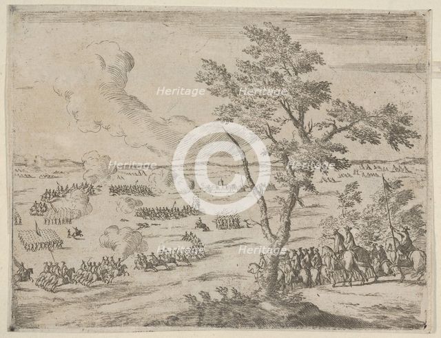 At the Head of a Swiss Army, Francesco I d'Este, with Uncrushed Spirit, Confronts the Enem..., 1659. Creator: Bartolomeo Fenice.