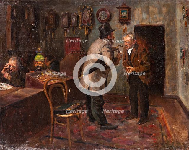 At the Jewelers, 1917. Artist: Makovsky, Vladimir Yegorovich (1846-1920)