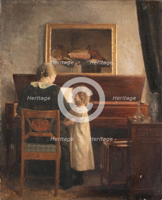At the piano, 1876-1898. Creator: Peter Vilhelm Ilsted.