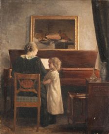 At the piano, 1876-1898. Creator: Peter Vilhelm Ilsted