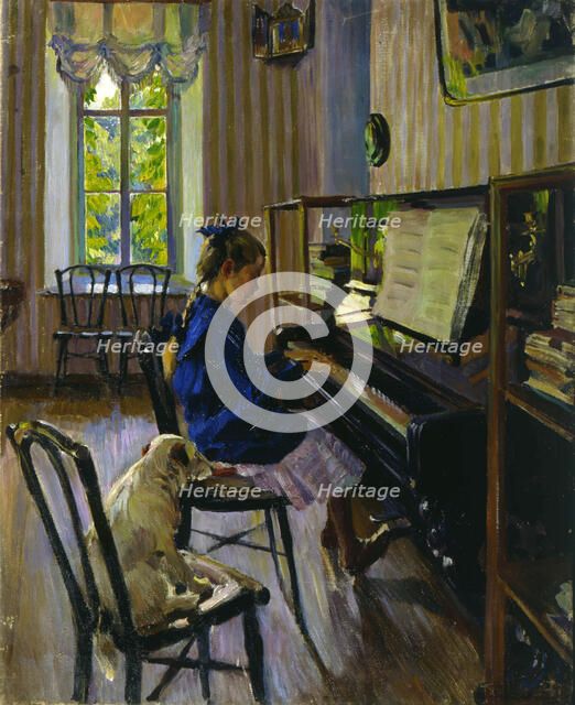 'At the Piano', 1914.  Artist: Sergey Vinogradov