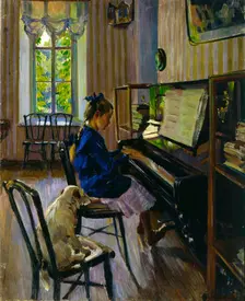 At the Piano 1914. Artist: Sergey Vinogradov