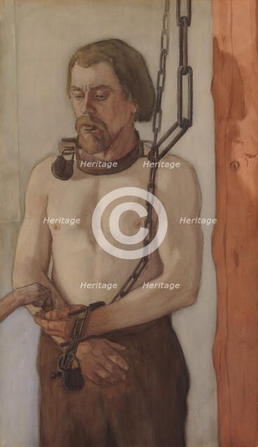 At the Pillory; In Irons, 1900. Creator: Juho Rissanen.