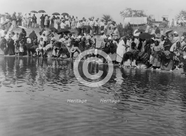 At the pool, animal dance-Cheyenne, c1927. Creator: Edward Sheriff Curtis.