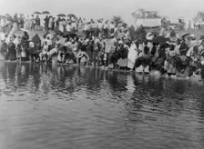 At the pool, animal dance-Cheyenne, c1927. Creator: Edward Sheriff Curtis