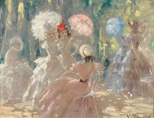 At the Promenade. Creator: Icart, Louis Justin Laurent (1888-1950)