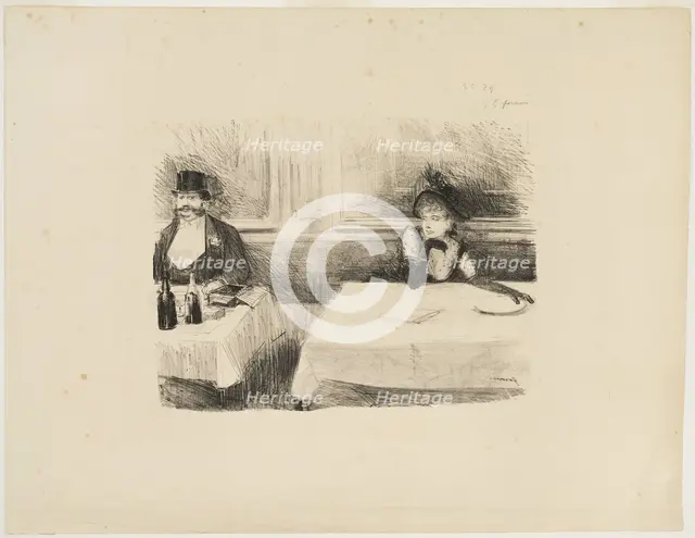 At the Restaurant, 1890. Creator: Jean Louis Forain.