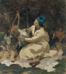 At the Suspended Cradle. Study, late 19th century. Creator: Anna Nordlander