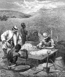 At the sorting table in the Diamond Diggings, 1872. Creator: Unknown