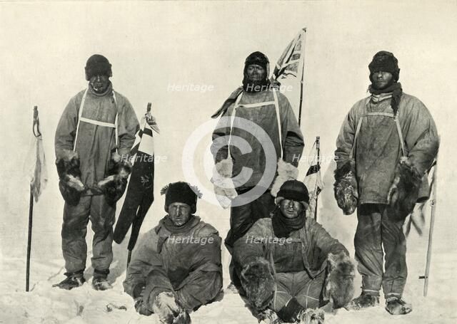 'At The South Pole, (Bowers pulls the string)', January 1912, (1913). Artist: Henry Bowers.