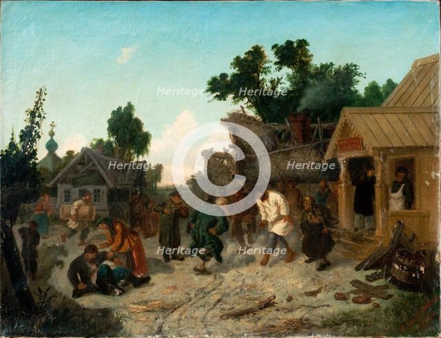 At the Tavern, 1886. Artist: Solomatkin, Leonid Ivanovich (1837-1883)