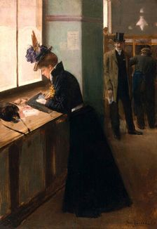 At the Telegraph. Creator: Béraud, Jean (1849-1936)
