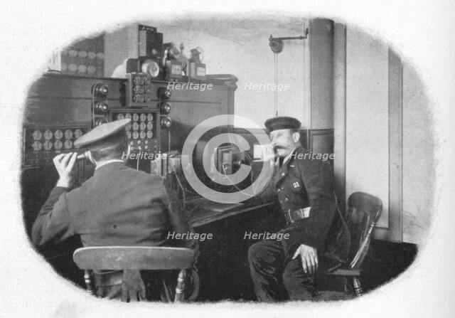 At the telephone, London Fire Brigade, c1900 (1901). Artist: Unknown.