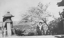At the top of the temple steps, above Lake Biwa c1900, (1921). Artist: Marguerite Leonard