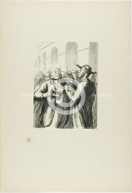At the Universal Exhibition: Security check at the entrance: the bald need t..., 1867, printed 1920. Creator: Charles Maurand.