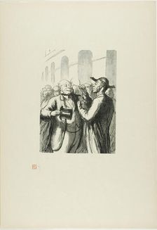 At the Universal Exhibition: Security check at the entrance: the bald need t..., 1867, printed 1920. Creator: Charles Maurand