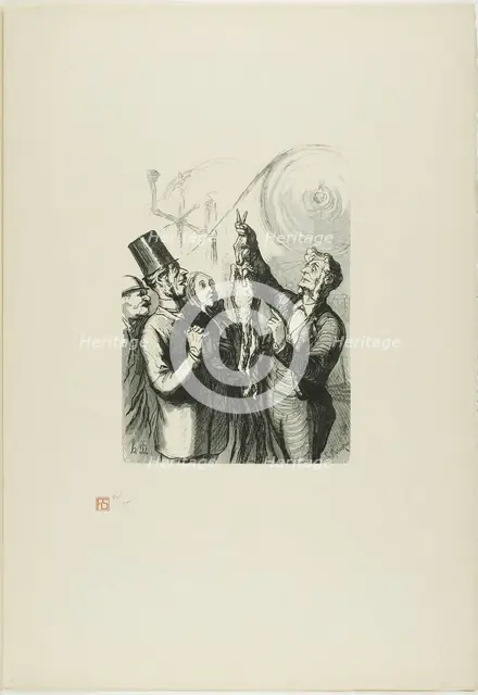 At the Universal Exhibition: The producer of felt hats. Here you can see a l..., 1867, printed 1920. Creator: Charles Maurand.
