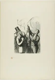 At the Universal Exhibition: The producer of felt hats. Here you can see a l..., 1867, printed 1920. Creator: Charles Maurand