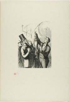 At the Universal Exhibition: The producer of felt hats. Here you can see a l..., 1867, printed 1920. Creator: Charles Maurand