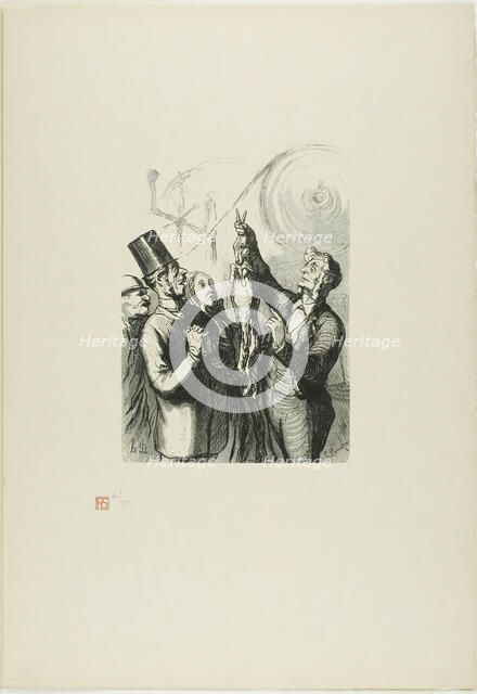 At the Universal Exhibition: The producer of felt hats. Here you can see a l..., 1867, printed 1920. Creator: Charles Maurand.