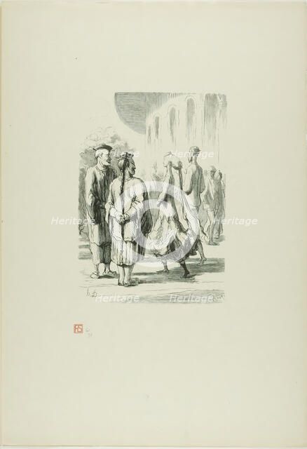 At the Universal Exhibition: Who are the real Chinese?, 1867, printed 1920. Creator: Charles Maurand.