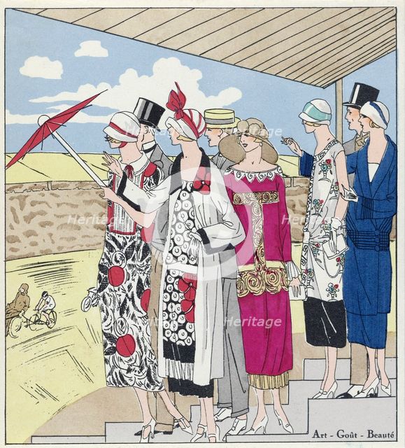 At the Velodrome, illustration from Art, Gout, Beaute, pub. 1924. Creator: French School (20th Century).