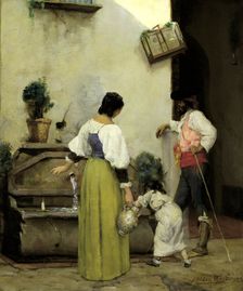 At the Water Trough, 1876-1877. Creator: Julian Alden Weir