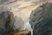 At the Waterfall, ca. 1850. Creator: David Claypoole Johnston