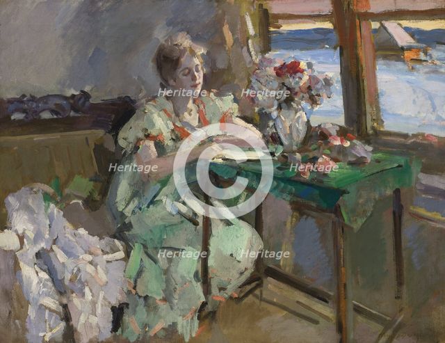 At the Window, 1918. Artist: Korovin, Konstantin Alexeyevich (1861-1939)